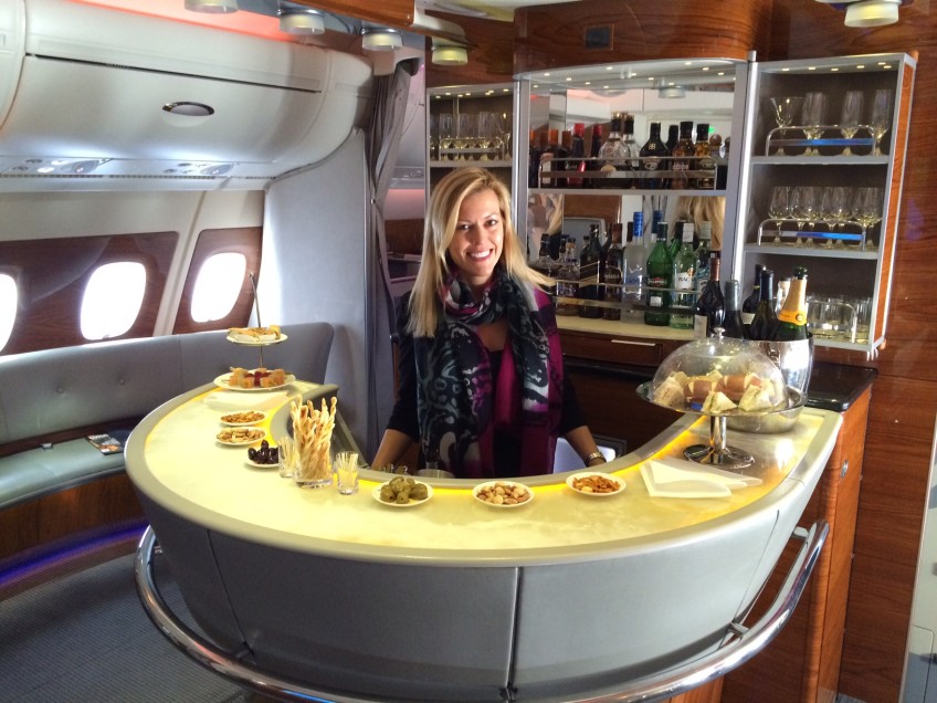 On-board bar on the Airbus A380-800. More champagne?